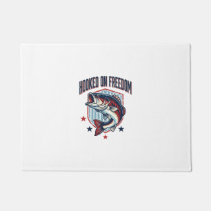 Hooked On Freedom Vintage Bass Fishing Shirt Desig Doormat
