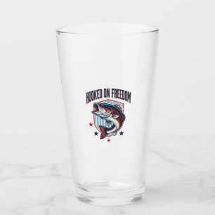 Hooked On Freedom Vintage Bass Fishing Shirt Desig Glass