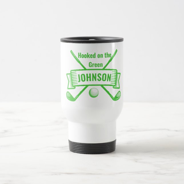 Hooked on Golf Mug - Personalised Travel Cup (Center)