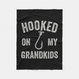 Hooked on grandkids funny grandparent grandpa fleece blanket