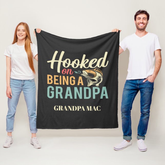 Hooked on Grandpa Fleece Blanket (In Situ)