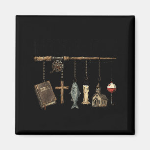 Hooked on Jesus Fishing Rod Christian Faith Magnet