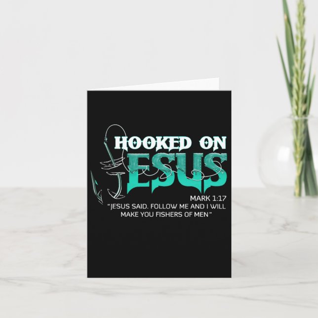 Hooked On Jesus Funny Fishing  Card (Front)