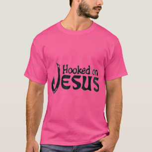 Hooked On Jesus Funny Fishing T-Shirt