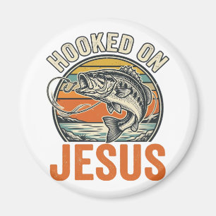 Hooked On Jesus Vintage Bass Fishing Faith Magnet