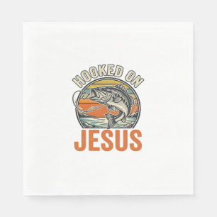 Hooked On Jesus Vintage Bass Fishing Faith Napkin
