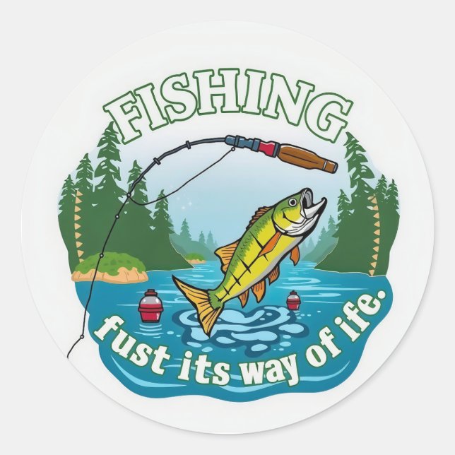 Hooked on Nature: The Art of Fishing Classic Round Sticker (Front)