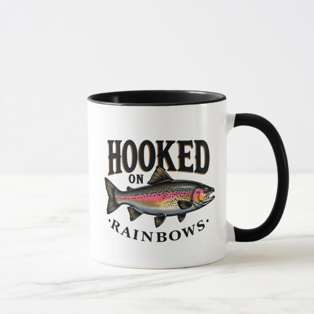 Hooked on Rainbows Trout Fishing Mug (Right)