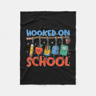 Hooked on school funny fishing first day of school fleece blanket