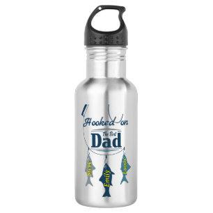 Hooked on the Best Dad Personalised Fishing Fath 532 Ml Water Bottle