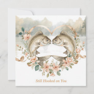 Hooked on you fishing lovers Wedding Watercolor Invitation