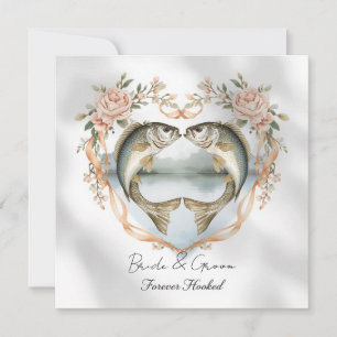 Hooked on you fishing lovers Wedding Watercolor Invitation