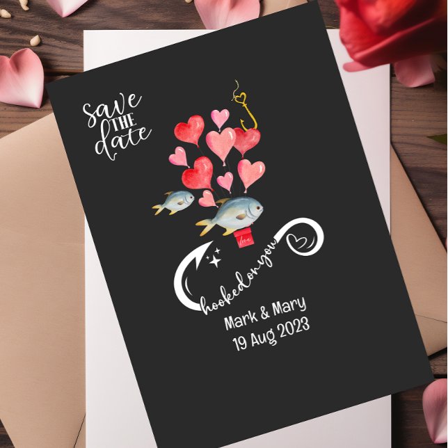 Hooked on you fishing lovers Wedding  Watercolor Invitation (Creator Uploaded)