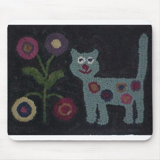 Hooked Rug Cat Mouse Pad (Front)