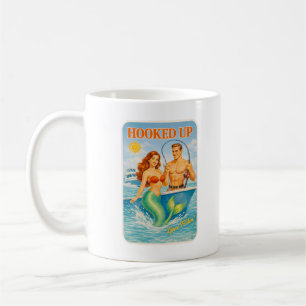 Hooked Up Fishing Pin-Up Mermaid Funny Retro Fish Coffee Mug