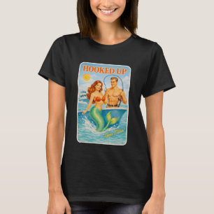 Hooked Up Fishing Pin-Up Mermaid Funny Retro Fish T-Shirt