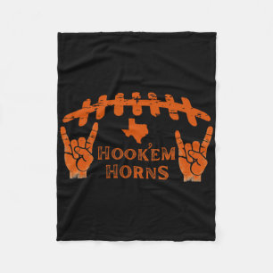 Hook'em Horns Football Laces Texan Map Vintage Des Fleece Blanket