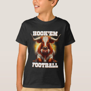 Hook'em State Of Texas Football With Hair And Horn T-Shirt