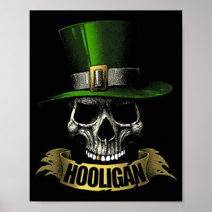 Hooligan Skull Funny Iri-shirt Poster