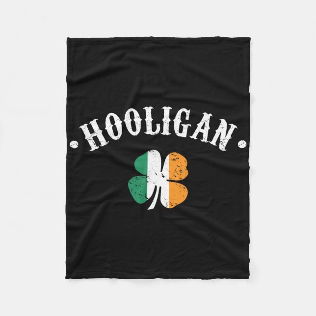 Hooligan St Patricks Day Irish Shamrock Flag  Fleece Blanket (Front)