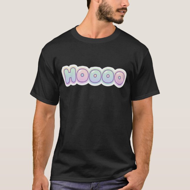 HOOOO Pastel Bubble Letter Cute Typography text T-Shirt (Front)