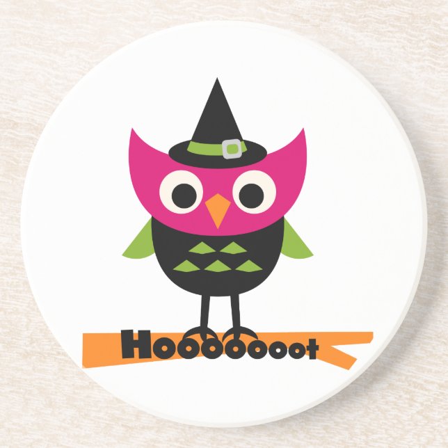 Hooooot Owl Halloween T-shirts and Gifts Coaster (Front)