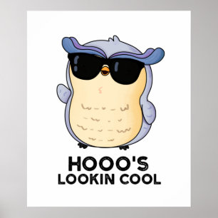 Hooo's Lookin Cool Funny Owl Pun Poster