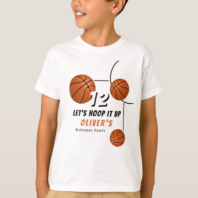 Hoop it up Basketball Ball Sports Kids Birthday T-Shirt (Front)
