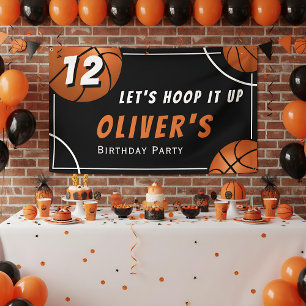 Hoop it up Basketball Sports Kids Birthday Party Banner