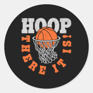 Hoop There It Is Bysketbyll Player Fun Vintage Gif Classic Round Sticker