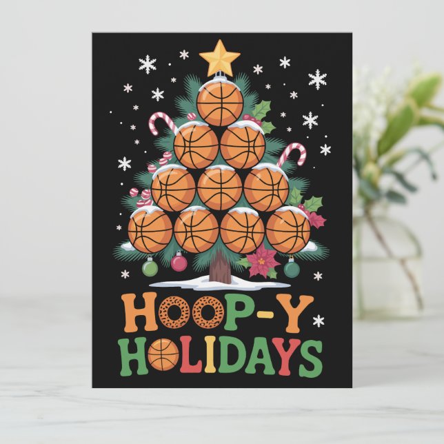 Hoop-y Holidays Basketball Christmas Holiday Sport (Standing Front)