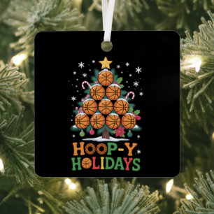 Hoop-y Holidays Basketball Christmas Holiday Sport Metal Tree Decoration