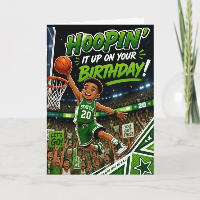Hoopin' It Up Birthday Card (Front)