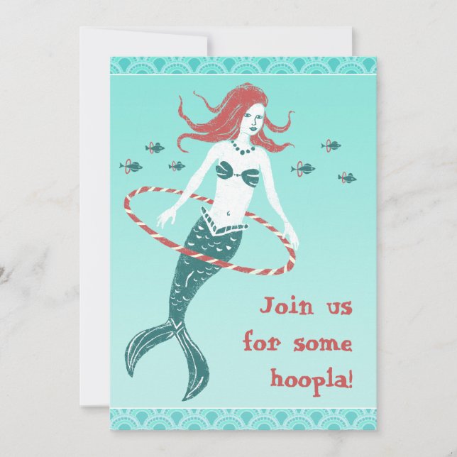 Hooping Mermaid Party Invitation (Front)