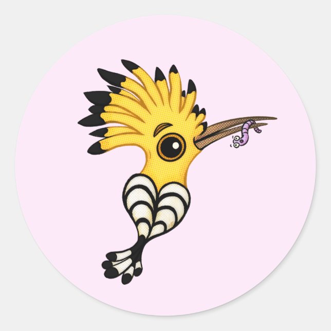 Hoopoe Bird Cartoon Sticker (Front)