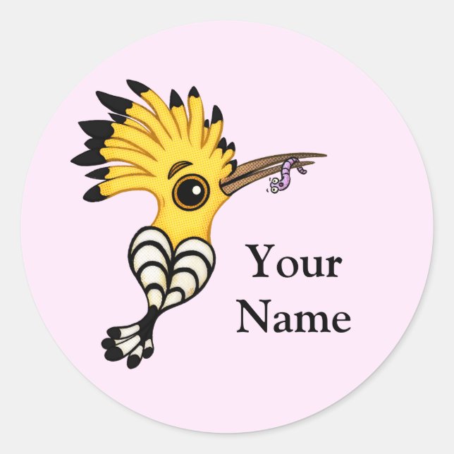 Hoopoe Bird Cartoon ( your name) custom Sticker (Front)