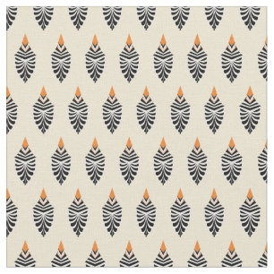 Hoopoe Bird Geometric Pattern on Off-White Fabric