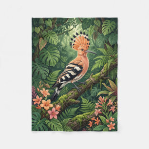 Hoopoe Bird Tropical Branch Botanical Wildlife Fle Fleece Blanket