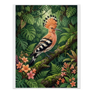 Hoopoe Bird Tropical Branch Botanical Wildlife Fle Poster
