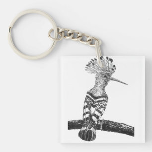 Hoopoe drawing key ring