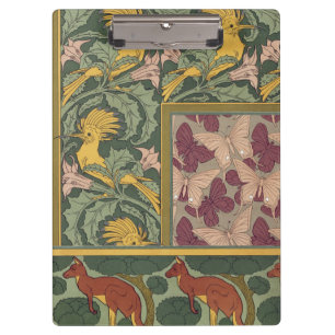 Hoopoes & Jimson Weed Birds & Floral Art Nouveau Clipboard