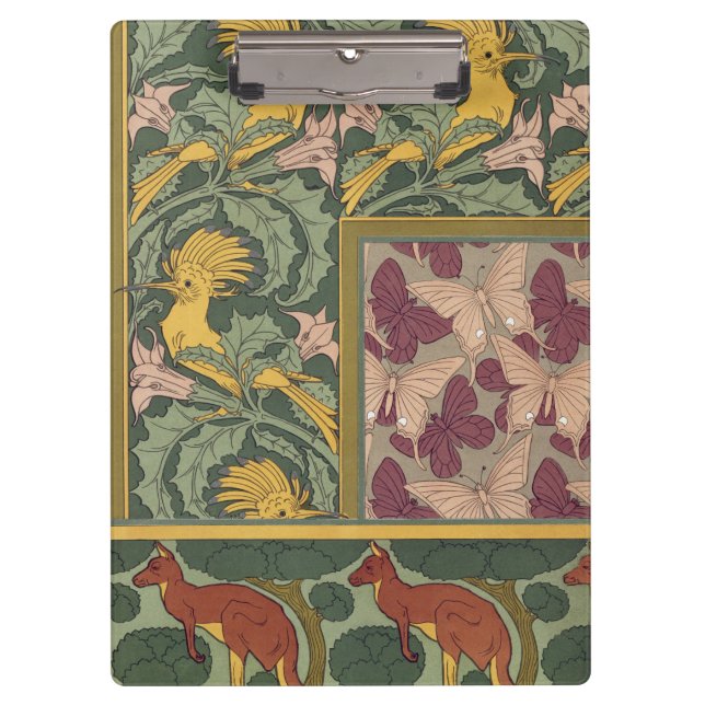 Hoopoes & Jimson Weed,Birds & Floral Art Nouveau Clipboard (Front)