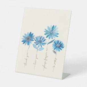 Ho'oponopono & Bohemian Blue Flowers Pedestal Sign