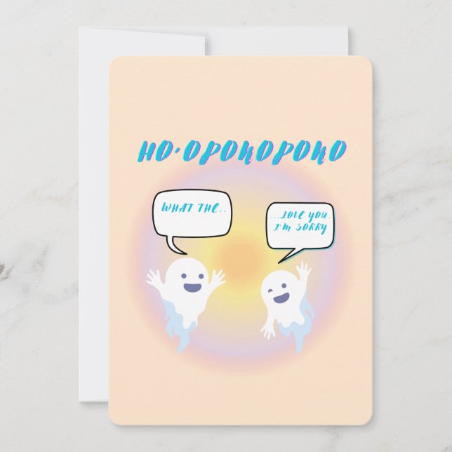 Ho'oponopono Ghosts Healing & Funny Two-Tone Invitation (Front)