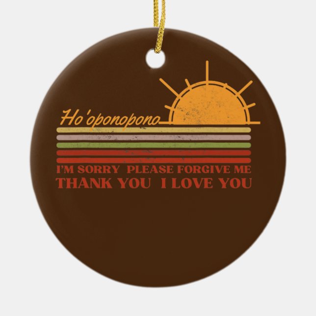 Ho'oponopono Hawaiian Prayer Meditations Yoga Sun Ceramic Tree Decoration (Front)
