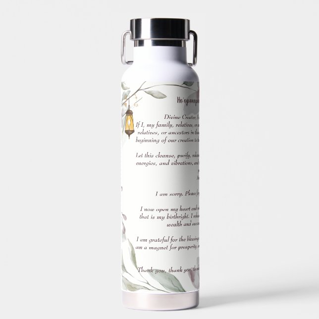Ho'oponopono Prayer for Prosperity Water Bottle (Front)