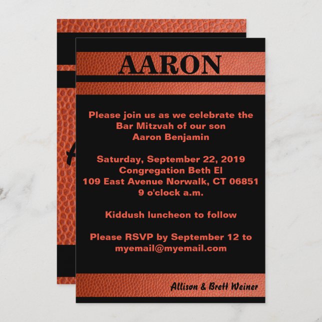 Hoops Bar Mitzvah Invitation (Front/Back)