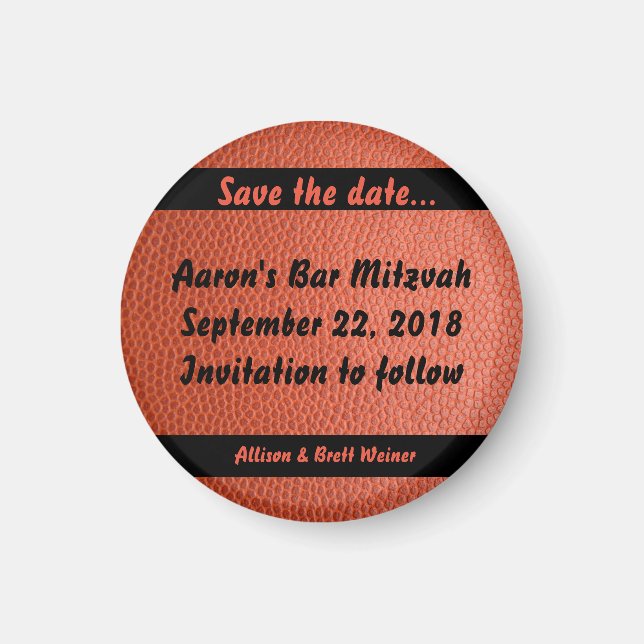 Hoops Bar Mitzvah Magnet (Front)