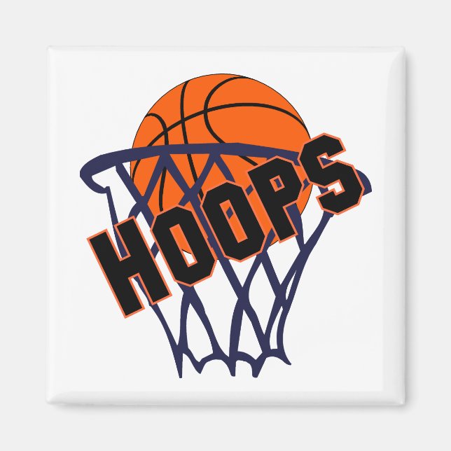 Hoops Basketball & Net Refrigerator Magnet (Front)