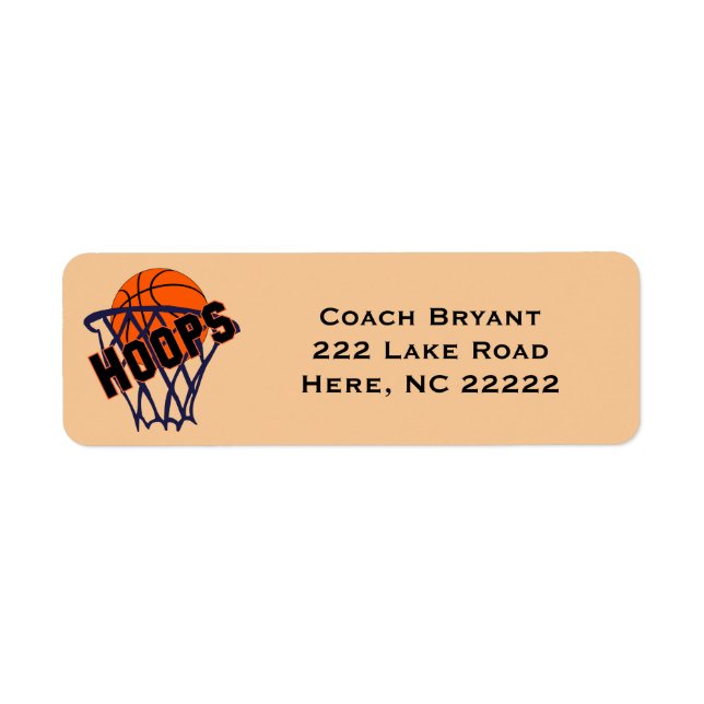 Hoops Basketball & Net Return Address Labels (Front)